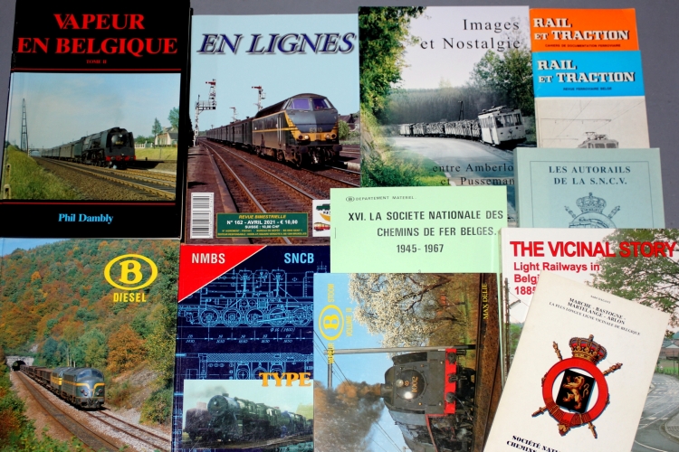 Sources de documentation ferroviaire : divers périodiques, publications ou livres concernant les chemins de fer belges et vicinaux...